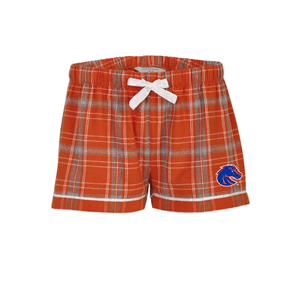 Image of Boise State Women’s Flannel Shorts, Embroidered Logo by Boxercraft -  burntorange